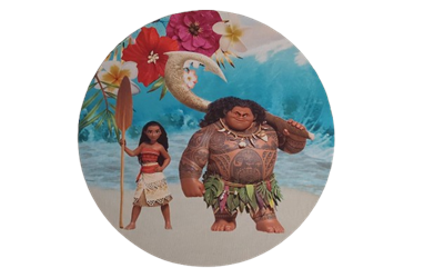 SUBLIMADO CAPA SOUPLAT MOANA - MOANA E PUA - 30CM DIAMETRO para alugar em Campinas/SP
