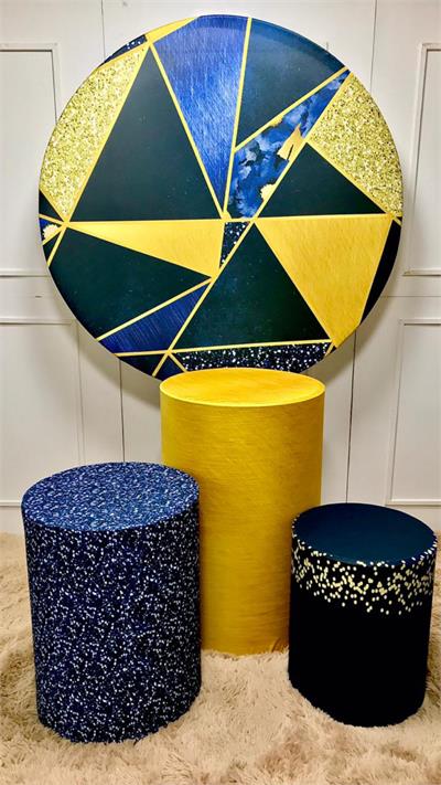 Decoração de festa tema Adulto Azul e Dourado