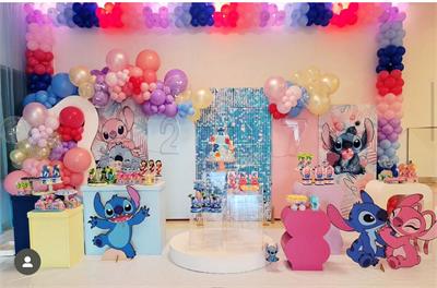 Decoração de festa tema Stitch e Angel