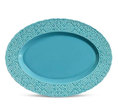 SALADEIRA AZUL COROA 42X28CM para alugar em MACAE/RJ