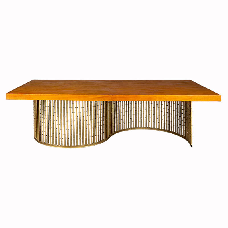 MESA CURVA MADEIRA BASE BAMBOO  para alugar em Ribeirão Preto/SP