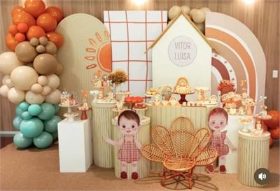 Decoração de festa tema Arco Íris Boho