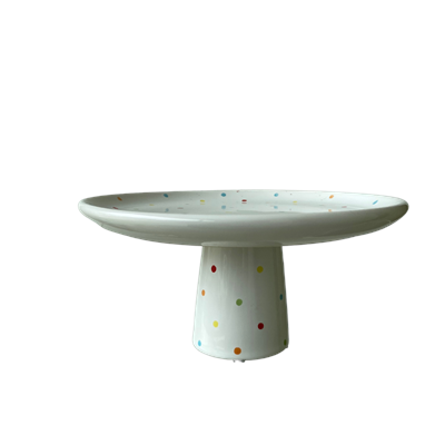 Boleira babadinho P branco com bolinhas coloridas 14cm D x 10cm A para alugar em ARACAJU/SE