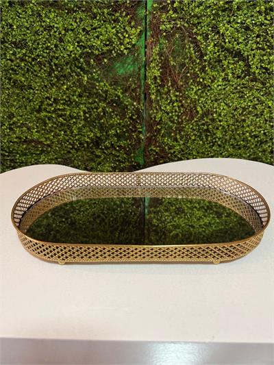 Bandeja Oval metal dourado envelhecido folhas P para alugar em ARACAJU/SE