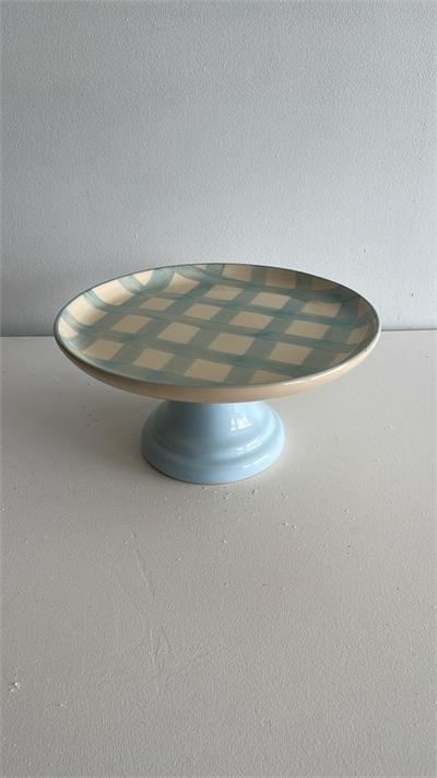 Boleira louça grid Azul borda c/ pé torneado  27,5cm diam x 24cm alt  para alugar em ARACAJU/SE