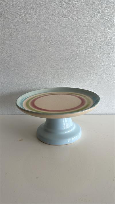 Boleira louça grid Azul borda c/ pé torneado  27,5cm diam x 24cm alt  para alugar em ARACAJU/SE