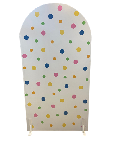Boleira babadinho P branco com bolinhas coloridas 14cm D x 10cm A para alugar em ARACAJU/SE